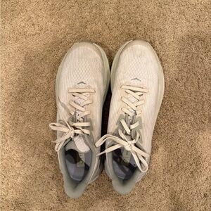 Hoka Women's Cream and Gray Sneakers